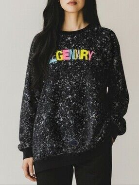 Legendary Graphic Longsleeve Crew Tshirt Gray Pastel Multi Grunge Punk Rocker XL